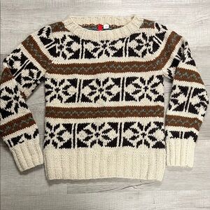 Women’s Divided sz 12 Cream and Brown Patterned Sweater